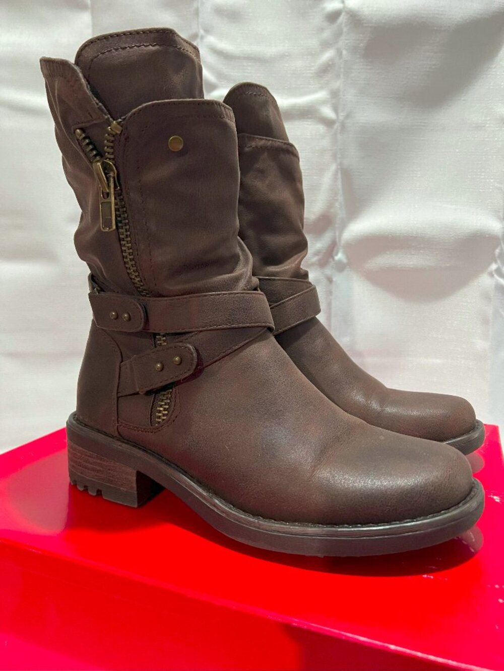 Carlos by Carlos Santana "Sawyer" women's brown moto boots